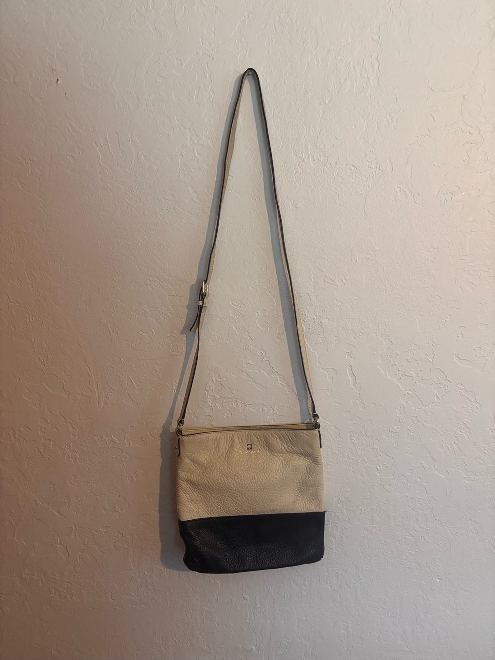 kate spade Two-Tone Cream and Black Leather Crossbody Bag